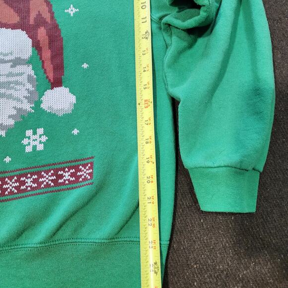 Jerzees Grumpy Cat Meowy Christmas Sweatshirt Unisex Green Size Large Holiday - Picture 5 of 8